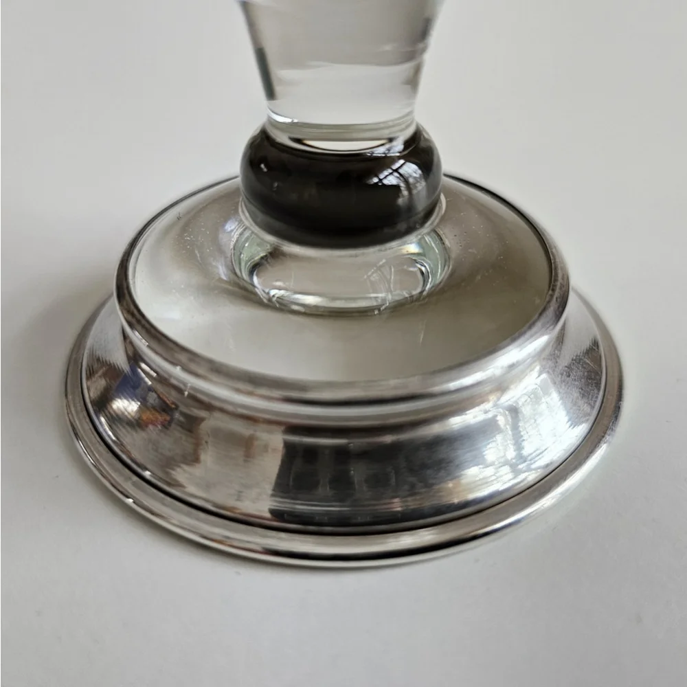 Vintage Watrous Sterling Silver Base Bud Vase Etched Glass Floral Vase 6.5" - Picture 3 of 11